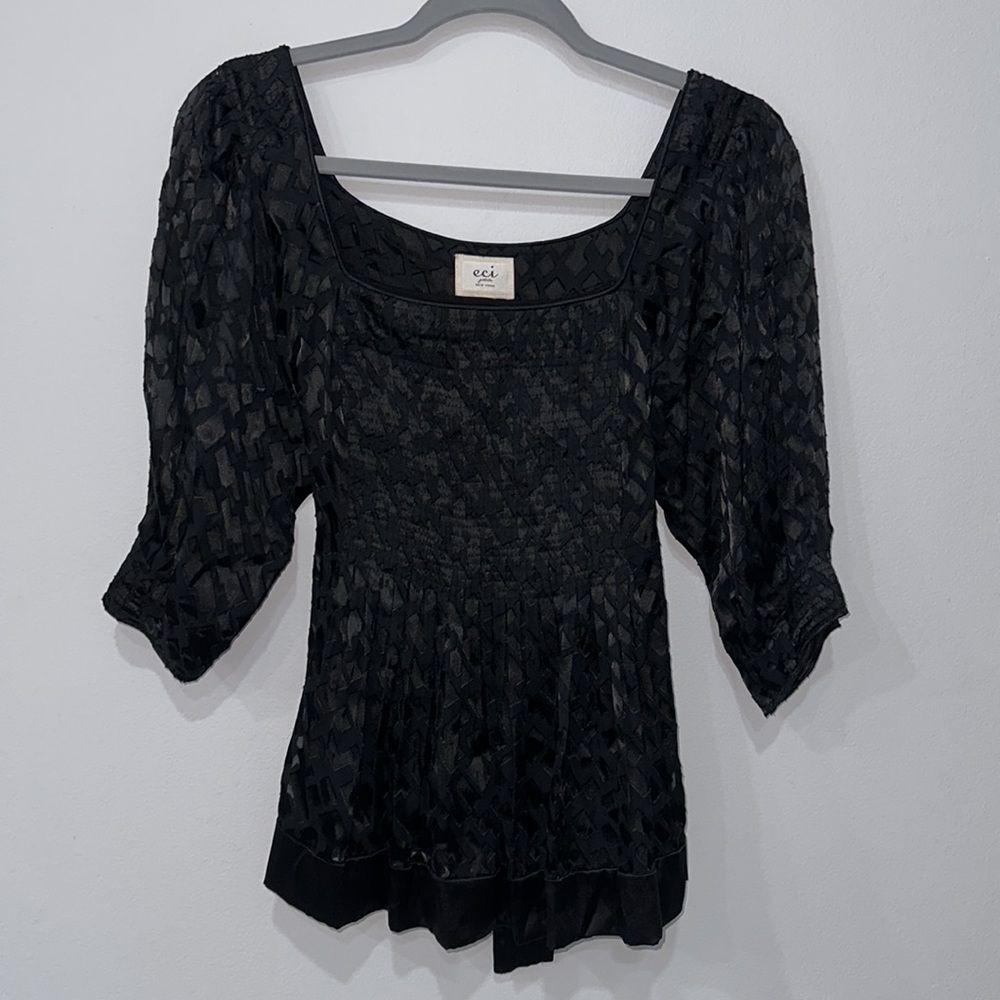 ECI New York Womens Tie Back  PleatedChiffon Blouse Sz 6P - Picture 4 of 16